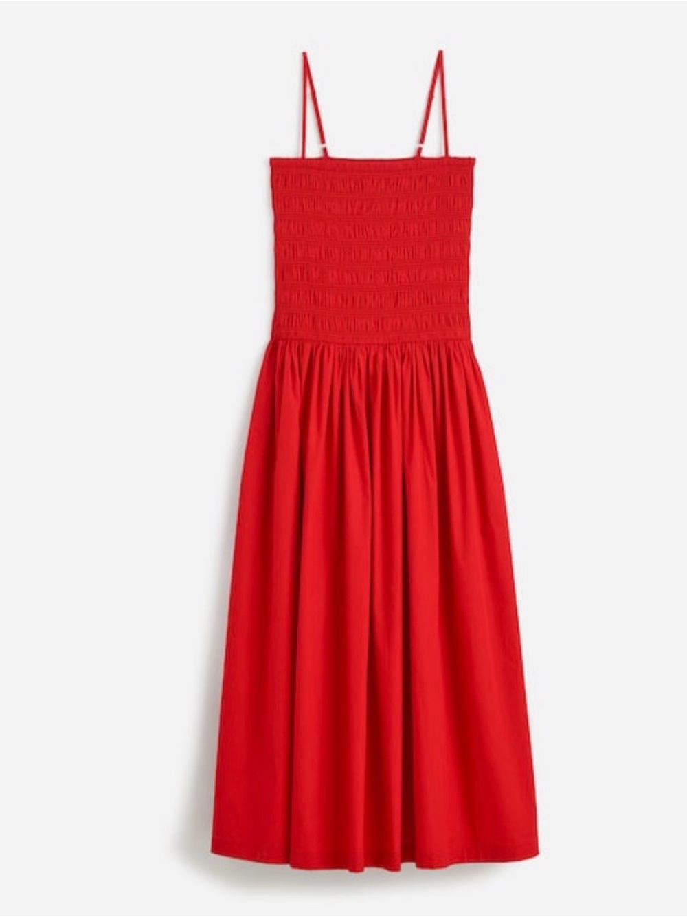 Madewell Red Shirred Stretch-Topped Cotton Sundress, size M